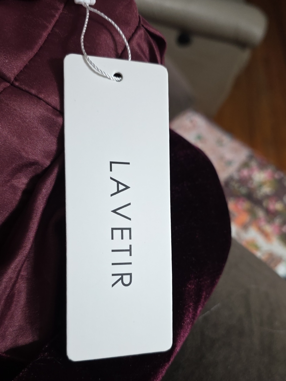 NWT Lavetir Womens Formal Maxi Dress Wine Velvety Satiny Bra Holiday Party Sz 14 - Picture 5 of 16